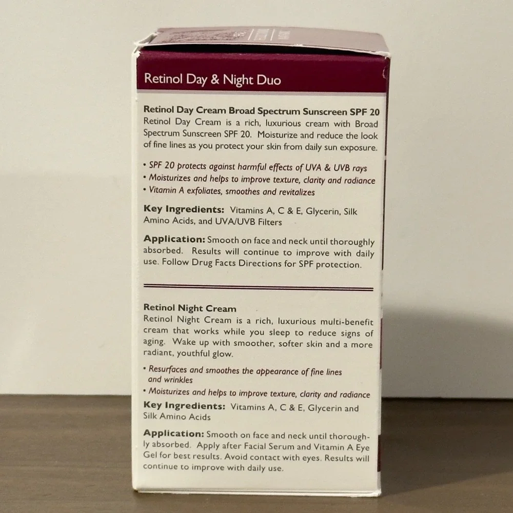 LdeL Cosmetics Retinol Day Night Cream Duo SPF 20 Vitamin Enriched 1oz Each NEW